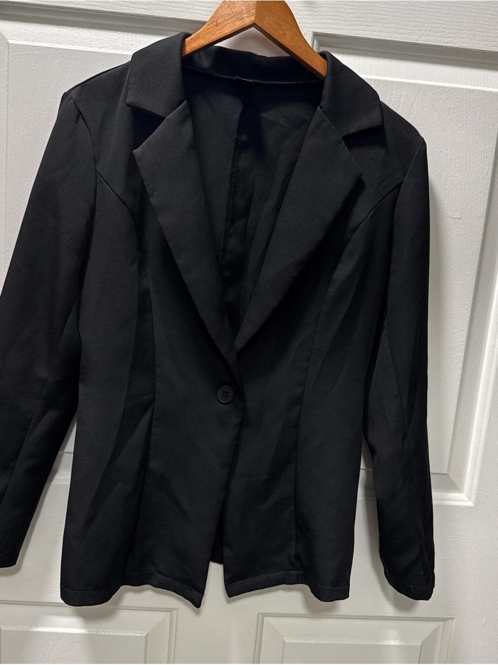 SHEIN Black Women's Single-Button Blazer Jacket